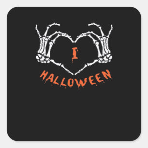 Sticker Carré Halloween de Slogan. Geste Cardiaque En Squelette
