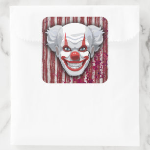 Sticker Carré Halloween du Carnaval de Clown déplaisant