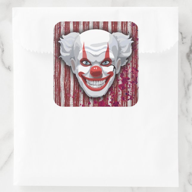 Sticker Carré Halloween du Carnaval de Clown déplaisant (Sac)