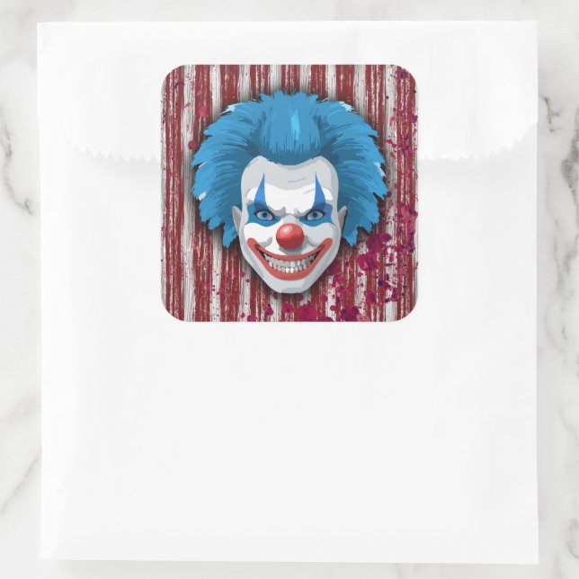 Sticker Carré Halloween du Carnaval de Clown déplaisant (Sac)
