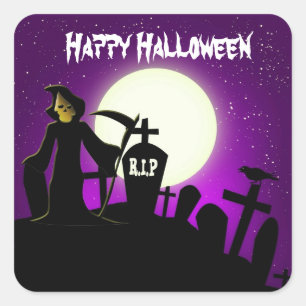 Sticker Carré Halloween effrayant