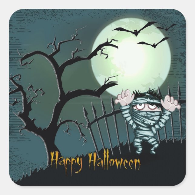 Sticker Carré Halloween effrayant (Devant)