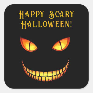 Sticker Carré Halloween effrayant et fou sourire