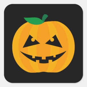 Sticker Carré Halloween éffrayant Jack-O'-Lantern