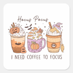 Sticker Carré Halloween et café