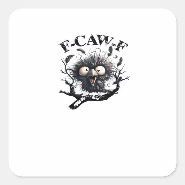 Sticker Carré Halloween F-Caw-F Oiseau Cool Unique (Devant)