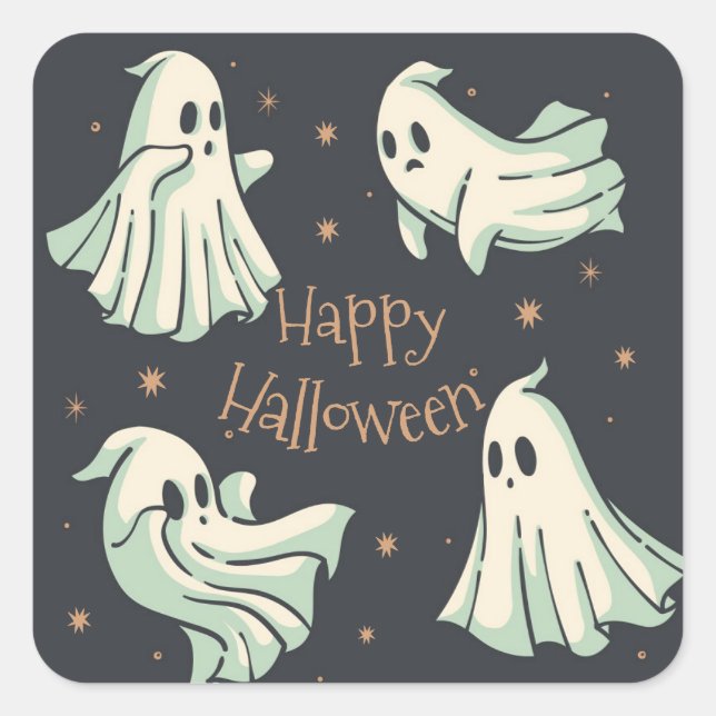 Sticker Carré Halloween Ghost Spooktacular Happy Halloween (Devant)