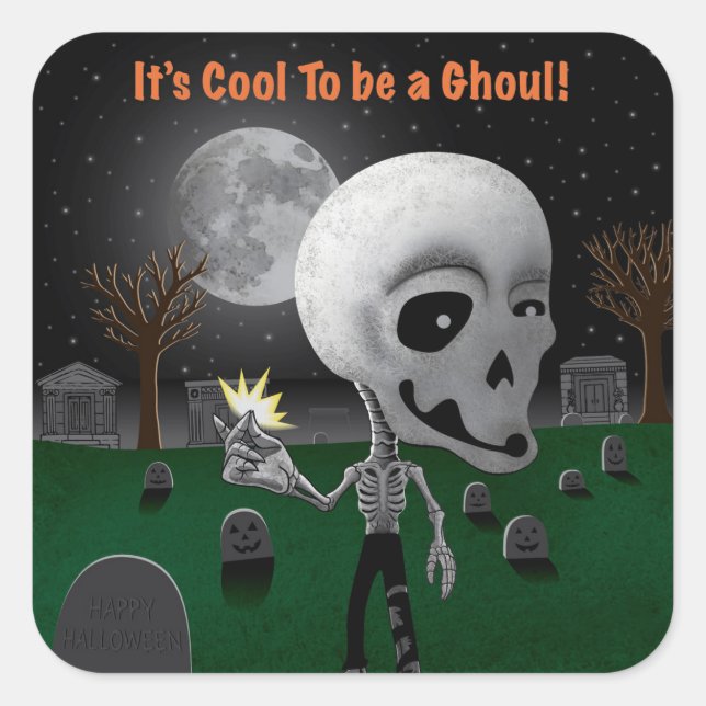 Sticker Carré Halloween Ghoul (Devant)