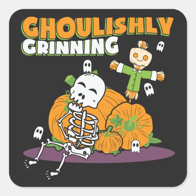Sticker Carré Halloween Ghoulishly Grinning Ghoul (Devant)