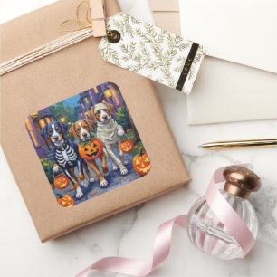 Sticker Carré Halloween Greater Swiss Mountain Trick-or-Treat