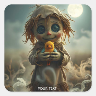 Sticker Carré Halloween Imaginaire mignonne lune moon carecrow