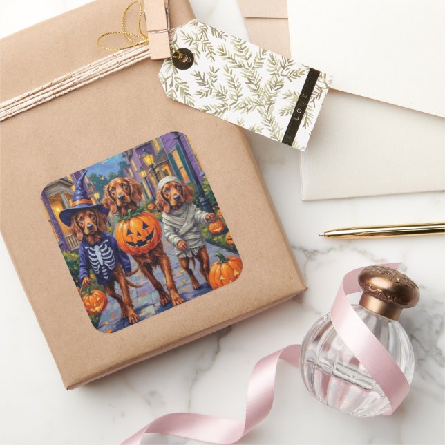 Sticker Carré Halloween irlandais roux Trick-or-Treating (Cadeaux)