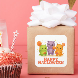 Sticker Carré Halloween Kawaii Monsters & Lollipops