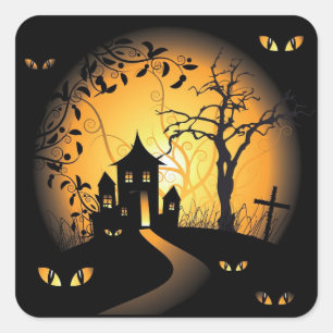 Sticker Carré Halloween - Les yeux intimidants qui vous regarden