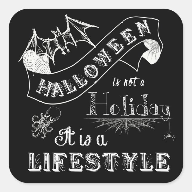Sticker Carré Halloween Lifestyle Chalk Art (Devant)