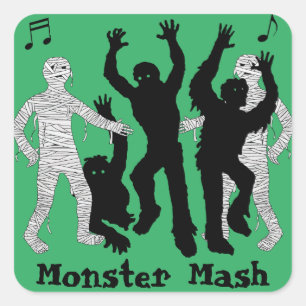 Sticker Carré Halloween Monster Mash Dance Party