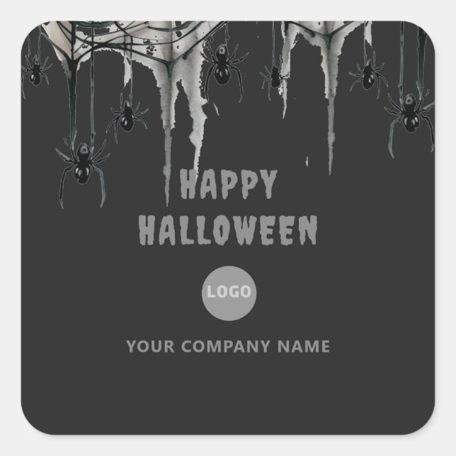 Sticker Carré Halloween Office Party Business Entreprise Logo We (Devant)