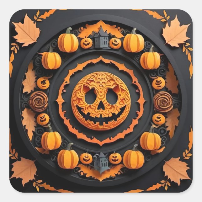 Sticker Carré Halloween Papercuat Mandala (Devant)