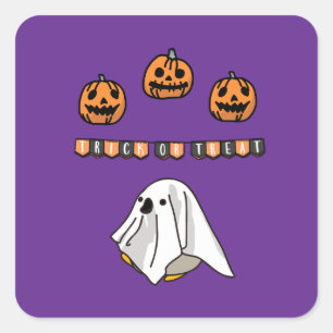 Sticker Carré Halloween Personnalisé Whimsical Funny moderne vio