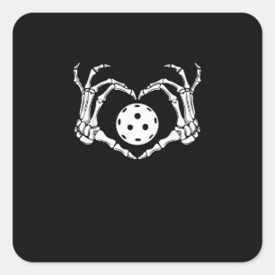 Sticker Carré Halloween Pickle Skeleton Mains de coeur