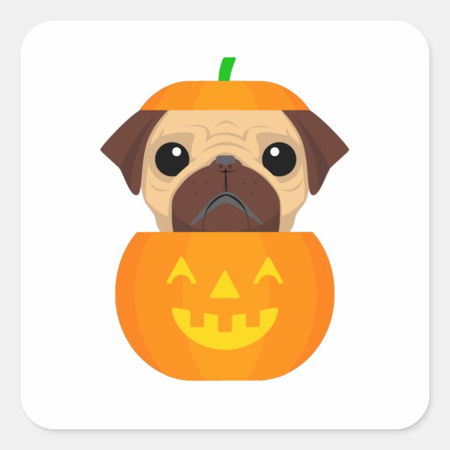 Sticker Carré Halloween Pugkin (Devant)