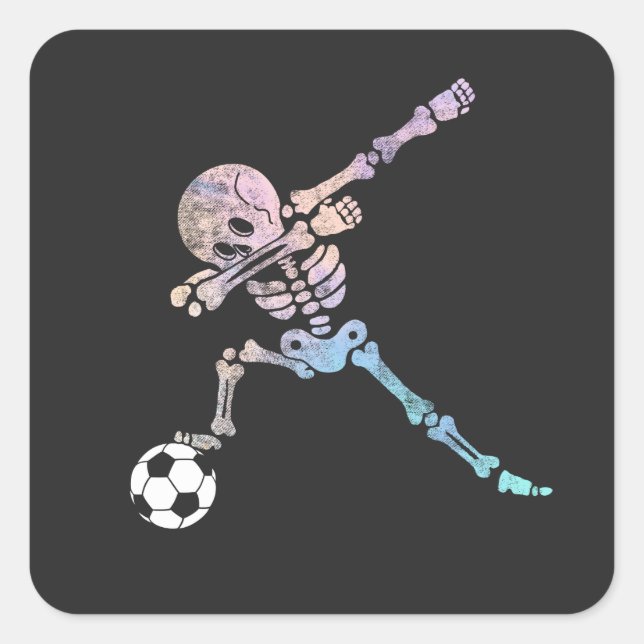 Sticker Carré Halloween Soccer Squelette Dab Pose (Devant)