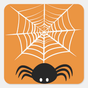 Sticker Carré Halloween Spider Web