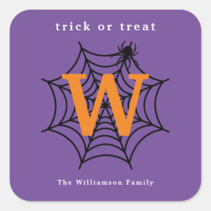 Sticker Carré Halloween Spider Web Trump ou Treat Monogram