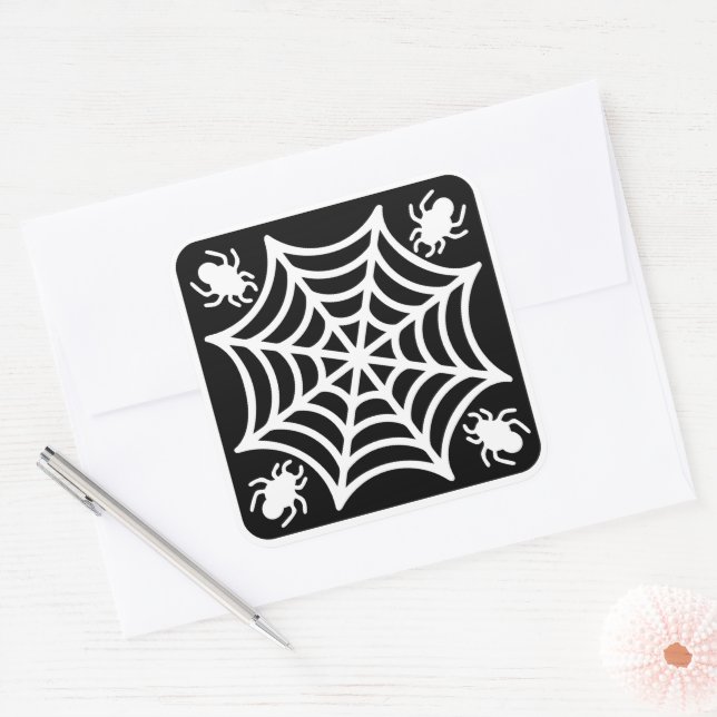Sticker Carré Halloween Spiderweb (Enveloppe)