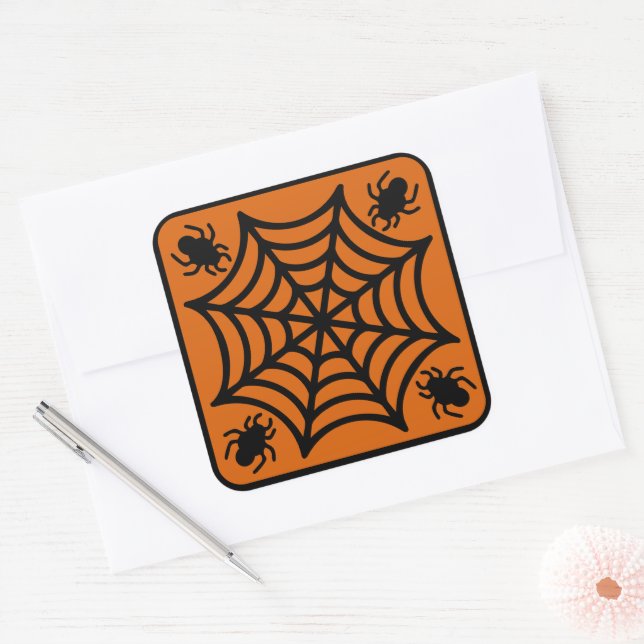 Sticker Carré Halloween Spiderweb (Enveloppe)