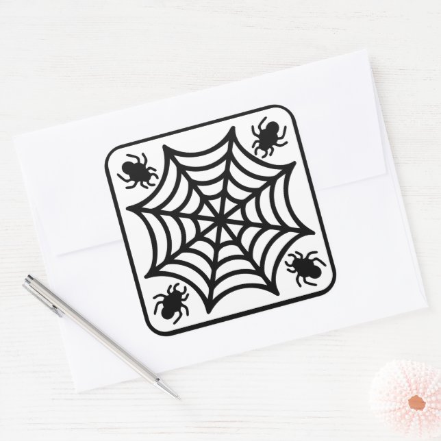 Sticker Carré Halloween Spiderweb (Enveloppe)