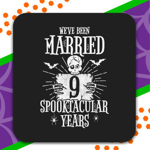 Sticker Carré Halloween Spooktacular 9e Anniversaire de Mariage