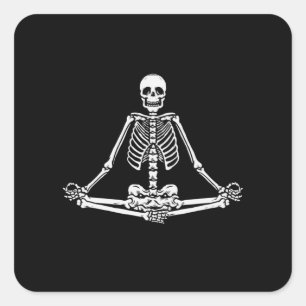 Sticker Carré Halloween Squelette Lotus Yoga Balance Anniversair