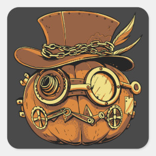Sticker Carré Halloween steampunk pompine