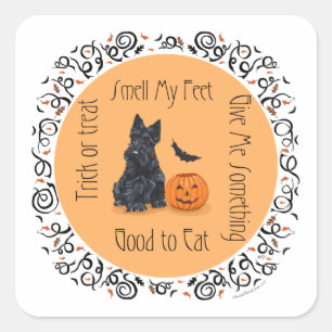 Sticker Carré Halloween Terrier Écossais