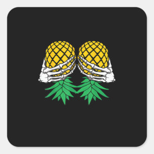 Sticker Carré Halloween vers le haut vers le bas de l'ananas squ