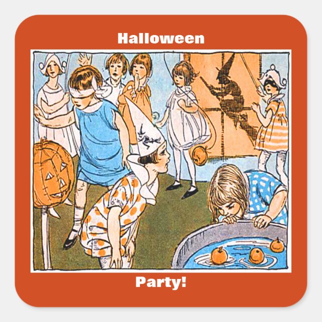 Sticker Carré Halloween vintage pour les enfants (Devant)