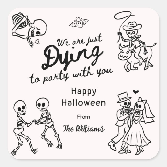 Sticker Carré Halloween Whimsical Quirky Main Drake Doodles (Devant)