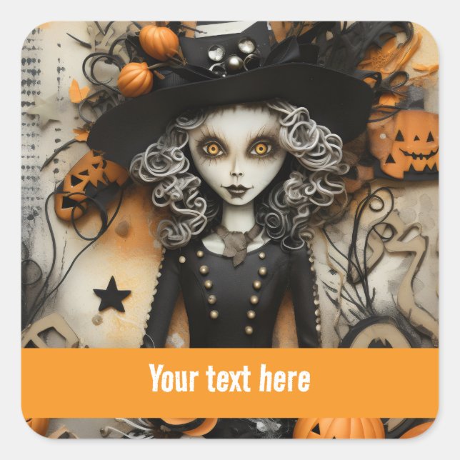 Sticker Carré Halloween Witch (Devant)