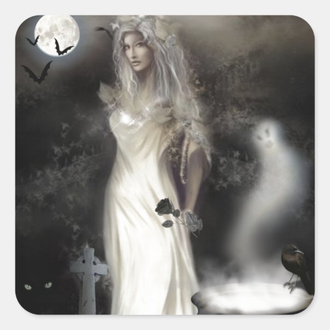 Sticker Carré Halloween Witch (Devant)