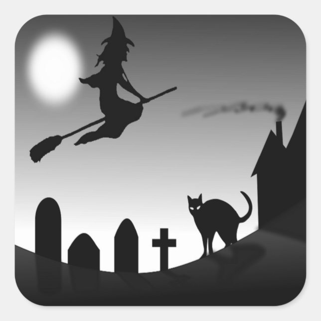 STICKER CARRÉ HALLOWEEN WITCH SILHOUETTE (Devant)