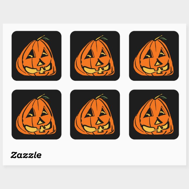 Sticker Carré Halloween Wonky Citrouille (Feuille)