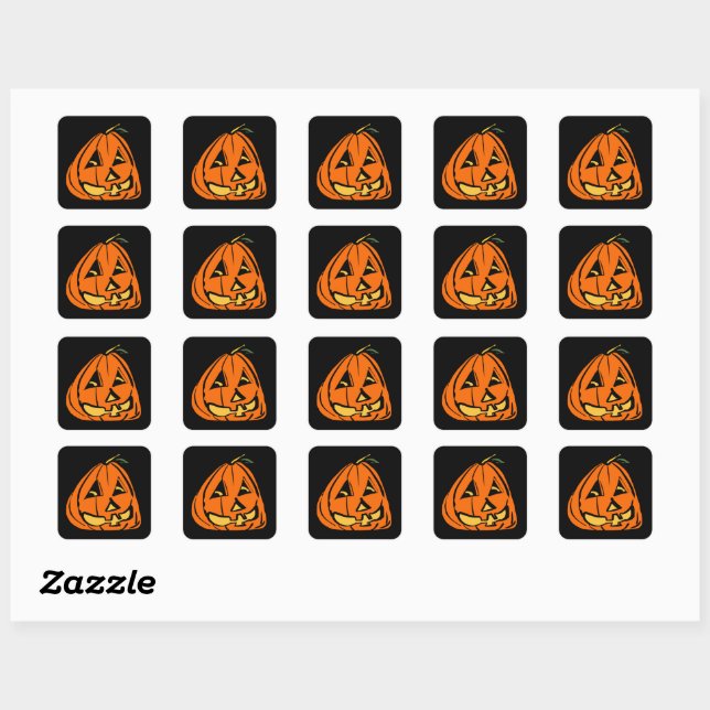 Sticker Carré Halloween Wonky Citrouille (Feuille)