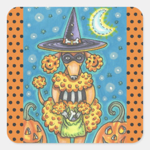 Sticker Carré HALLOWEWEEN CITROUILLE TITRES Carré DE FEUILLE