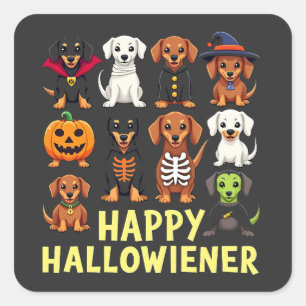 Sticker Carré Hallowiener Éffrayant Halloween Chien Weiner