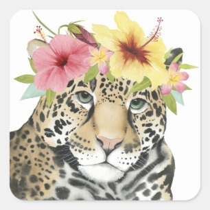 Sticker Carré Halo tropical   Sweet Cheetah