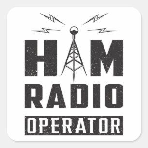 Sticker Carré HAM Radio Amateur Fréquence Opérateur Antenne Cade