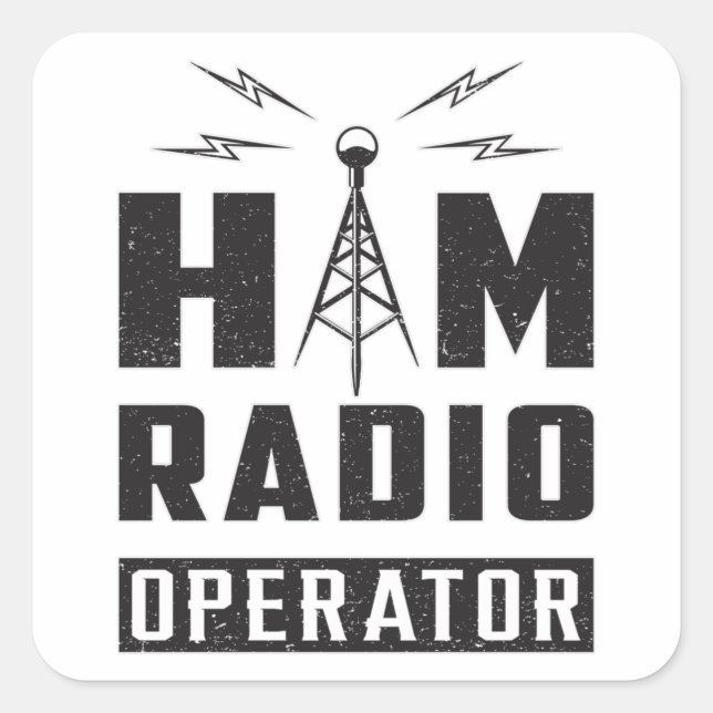 Sticker Carré HAM Radio Amateur Fréquence Opérateur Antenne Cade (Devant)