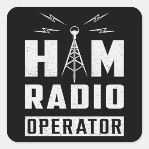 Sticker Carré HAM Radio Fréquence Opérateur Antenne Amateur Cade
