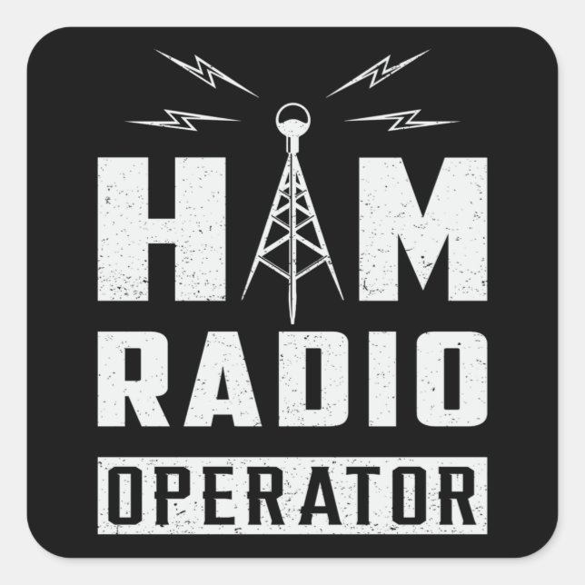 Sticker Carré HAM Radio Fréquence Opérateur Antenne Amateur Cade (Devant)